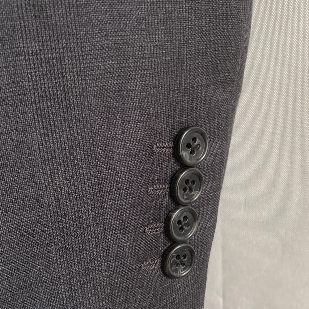 Alfani Red Label Slim Fit Charcoal Grey Light Plaid Blazer 100 % Wool 40L. - Picture 6 of 14